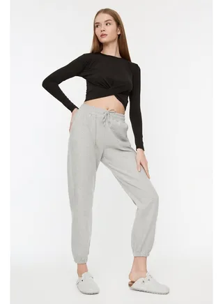 Gray Thessaloniki Comfortable Fit Pocket Knitted Sports Sweatpants TWOAW21EA0168 