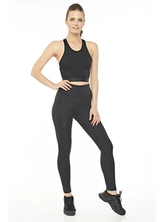 Black Gatherer Elastic High Waist Knitted Leggings TWOAW20TA0087 