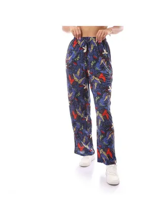 Loose Printed Knitted Pyjama Pants With Elasticated Waist 