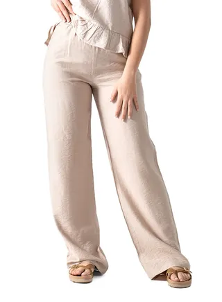 Beige Wide Leg Trousers 