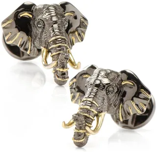Sterling Silver & 14K Gold Elephant Head Cuff Links