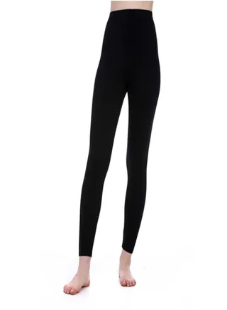 Plain Black Lycra long leggings with elastic design and high waist 