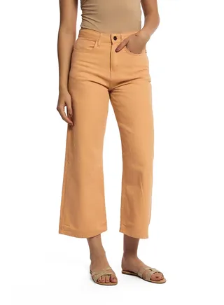 Fancy High Waisted Cropped Wide Leg Denim Jeans 