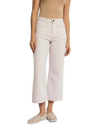 Fancy High Waisted Cropped Wide Leg Denim Jeans 