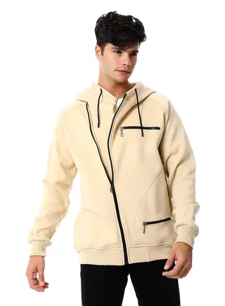 Mens Front Pockets Zipped Hoodie 