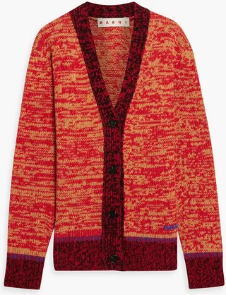 Space-dyed embroidered wool cardigan