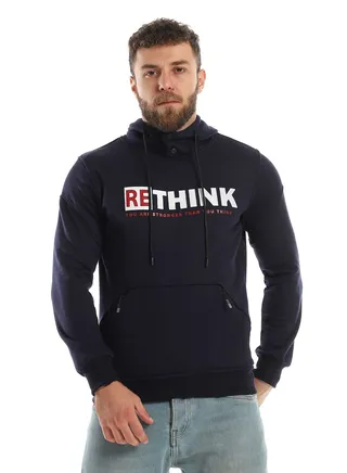Mens Printed Rethink Hoodie With Front Pockets 