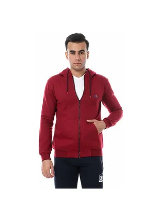 Solid Regular Fit Hoodie Sweatshirt burgundy 