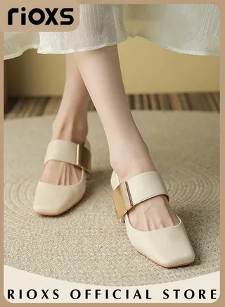 Women's Retro Mary Jane Shoes Square Closed Toe Chunky High Heel Comfortable Block Dress Shoes For Office Work Business Formal Occasions 