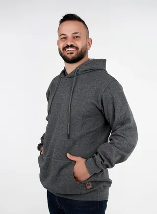 Cotton Milton Hoodie - With Anti-theft Hidden Pockets - with side Badge - Dark Gray 
