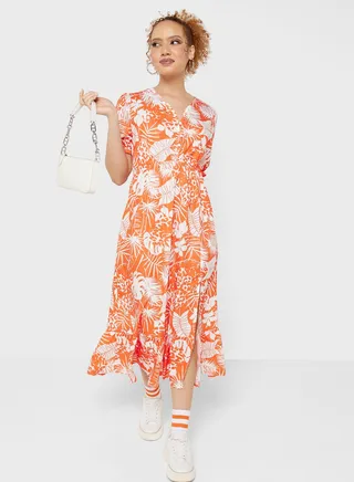 Urban Minx Side Slit Printed Dress 