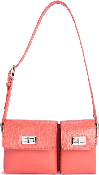 By Far Embossed Foldover Shoulder Bag