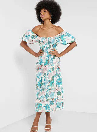 Off Shoulder Printed Dress
