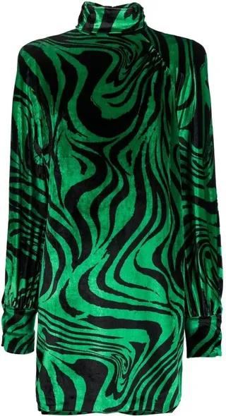 Abstract-Print Velvet Dress