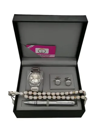 Men's Metal Analog Watch Gift Set 