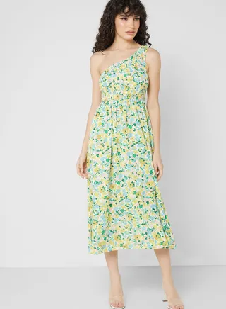 One Shoulder Printed Dress