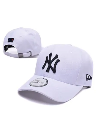 NEW ERA 9Fort New York Yankees Cap Baseball Hat Duck billed Hat Sun Hat Pointed Hat Sun Hat Sunshade Solid Cotton Men's and Women's Hat Cover Baseball Outdoor white 