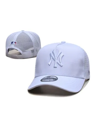 New Era 9Fort New York Yankees Baseball Hat Duck billed Hat Pointed Hat Sun Hat Pure Cotton Breathable Mesh Panel Men's and Women's Hat Baseball Outdoor White 