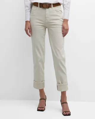 Monili-Trim Relaxed Straight-Leg Garment Dye Jeans