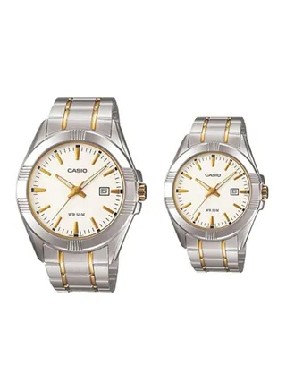 2-Piece Water Resistant Analog Couple Watch Set MTP/LTP-1308SG-7A 