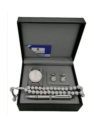 Men's 4-Piece Stainless Steel Analog Watch Gift Set M1647 