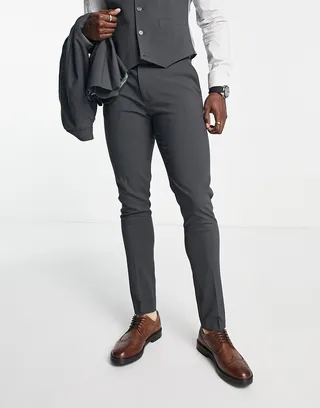 ASOS DESIGN skinny suit pants in dark gray