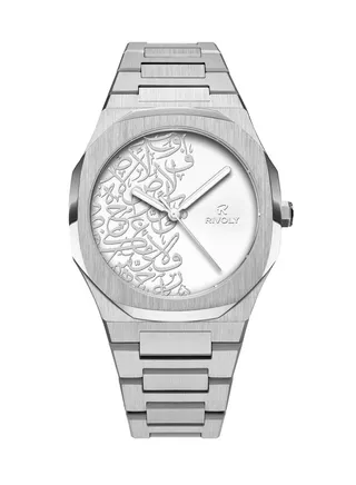 A modern men's watch, made of steel, with Arabic letters written on it ,Waterproof 