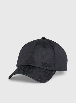 Men's Logo Jacquard Cap -  all-over logo jacquard recycled polyester, Black 