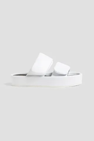 Padded leather platform slides