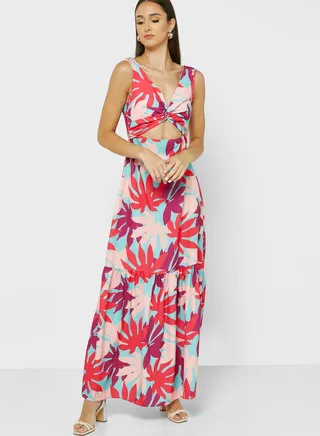 Printed Dress With Cutout Detail