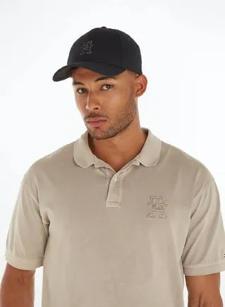 Men's Repeat Logo Strap Six-Panel Cap -  Heavyweight pure cotton twill, Black 