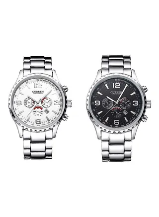 Men's Set Of 2 Water Resistant Chronograph Watch 8056 