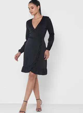 Surplice Ruffle Detail Dress 