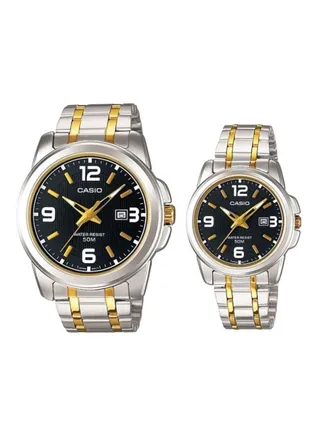 2-Piece Stainless Steel Analog Watch Set MTP/LTP-1314SG-1AV 