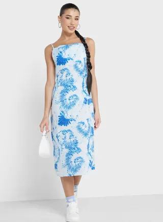 Strappy Tie Dye Print Dress 
