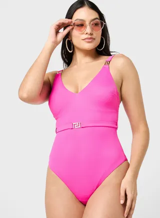Belted High Leg Swimsuit 