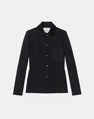 Plus Size Wool Silk Crepe Tailored Chore Jacket