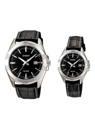 Water Resistant Leather Analog Watch Set MTP/LTP-1308L-1A 