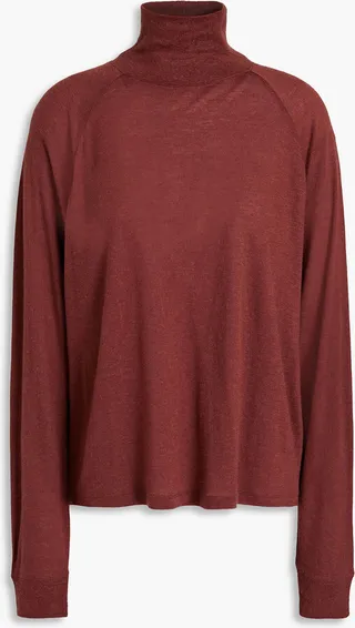 Lyocell and wool-blend turtleneck top