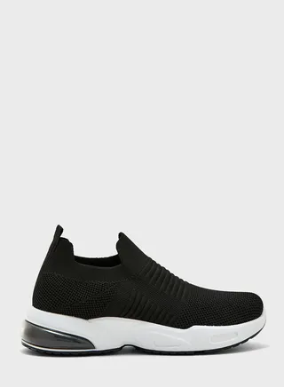 Tonal Striped Knit Slip On Comfort Shoe