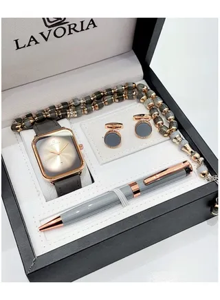 Laforea watch gift set for men consisting of 4 pieces, a rosary watch, a pen and a set of buttons 
