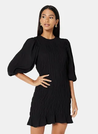 Gathered Detail Dress Black 