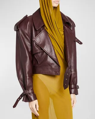 Cropped Moto Leather Jacket