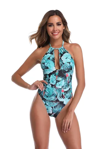 Tropical Print Backless Push-Up Swimsuit Multicolour 