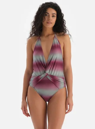 Surplice Neck High Leg Swimsuit 
