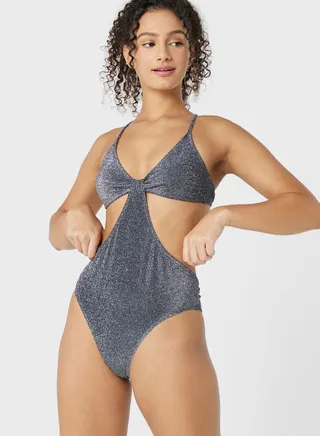 Printed Knot Detail Swimsuit 