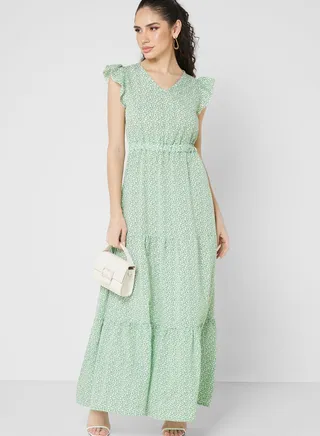 Ruffle Hem Printed Dress 