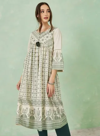 All Over Print Bell Sleeve Kurta 
