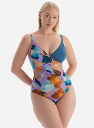 Surplice Neck Printed Swimsuit