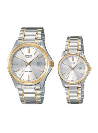 Men's Water Resistant Stainless Steel Analog Watch Set MTP/LTP-1183G-7A 